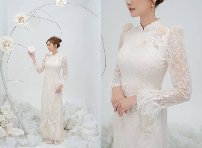10+ mẫu áo dài ren cưới tôn dáng cho cô dâu đẹp nhất 2021 9
